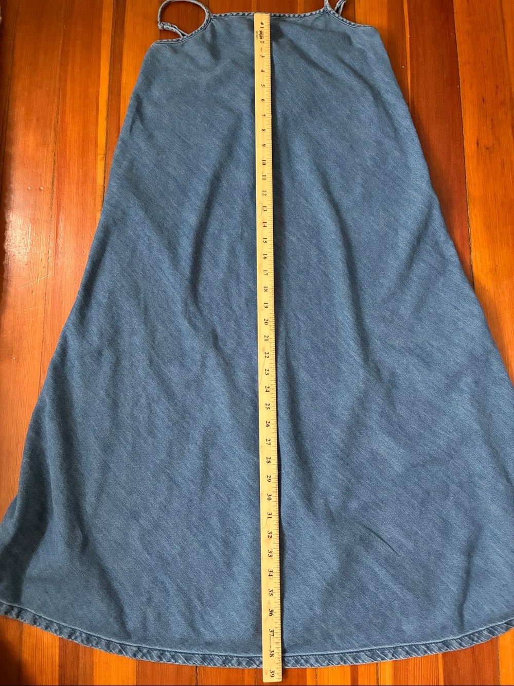 Lightweight denim maxi dresss size XS XSP Gap bias cut 90s style - Picture 6 of 7